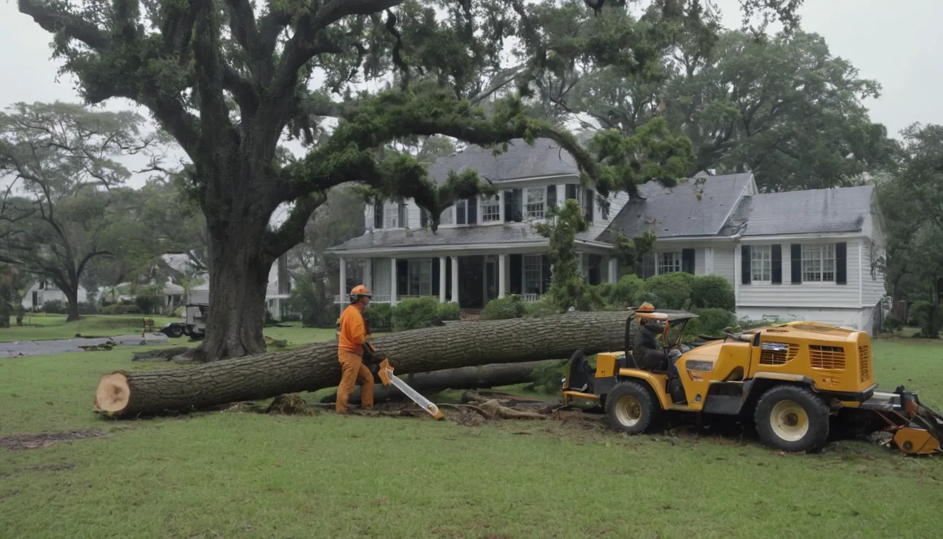 Local tree provider clearing a fallen tree from a home's front yard in Williamson